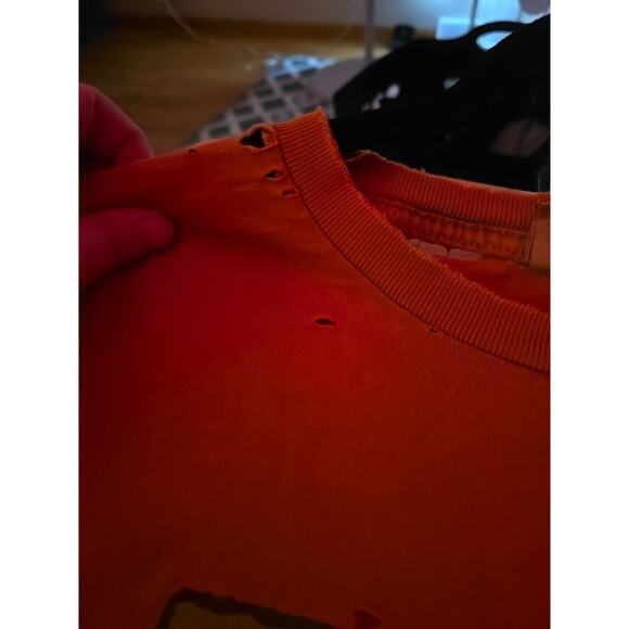 VTG Thrashed The Snoring He-Beast Orange Halloween Short Sleeve Top Men's Sz LG - Picture 3 of 4